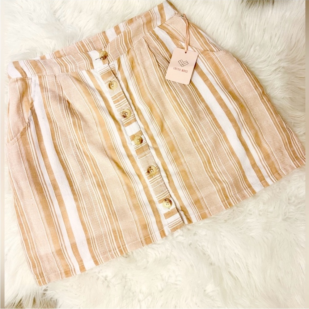 NWT LOTTIE MOSS Striped Tan & White Skirt